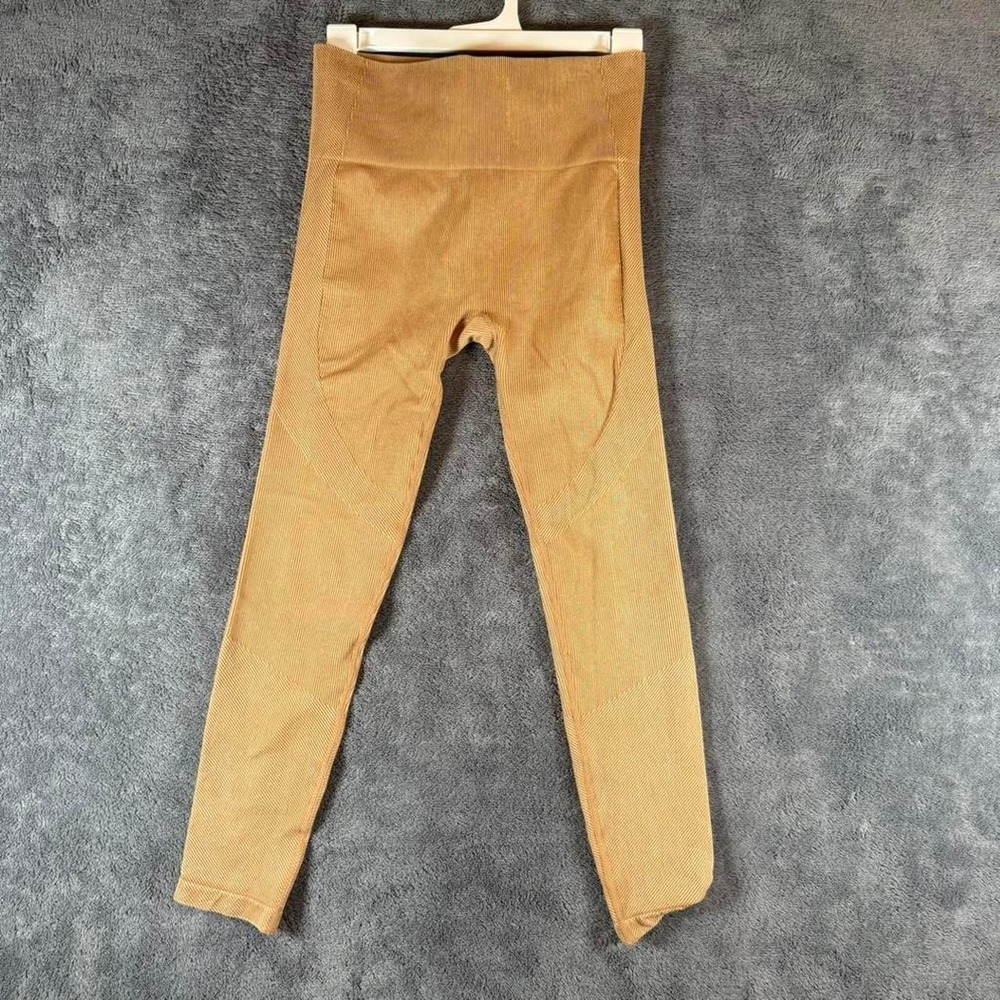 JoyLab Women Ribbed High Waisted Seamless‎ Leggings Camel Brown Small